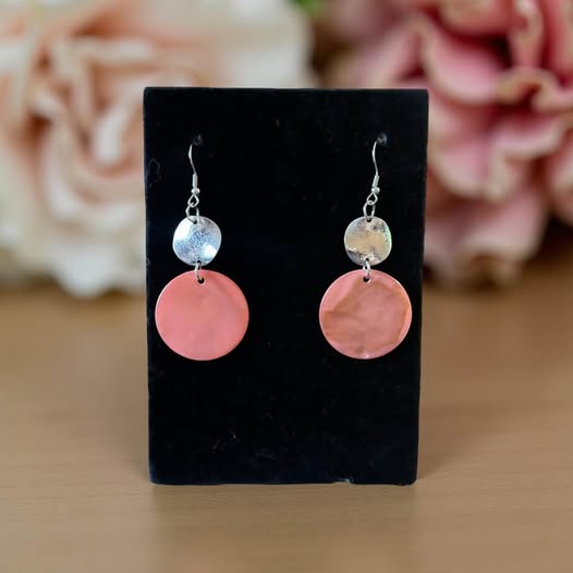 PEACH MOTHER OF PEARL EARRINGS