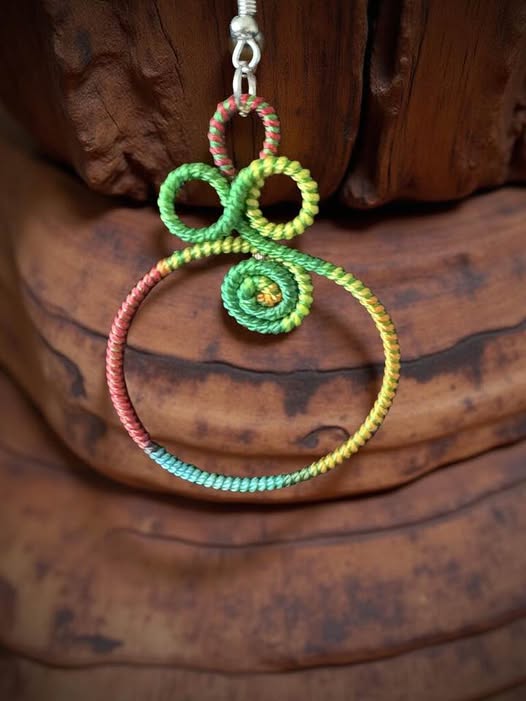 MULTI COLOR STRING WRAPPED EARRINGS