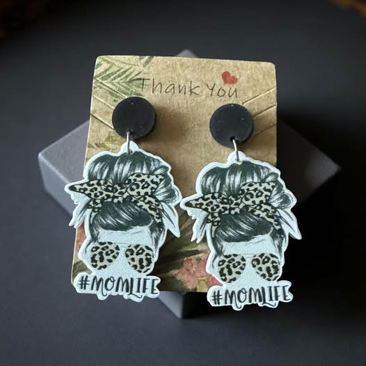 ACRYLIC MOM LIFE EARRINGS