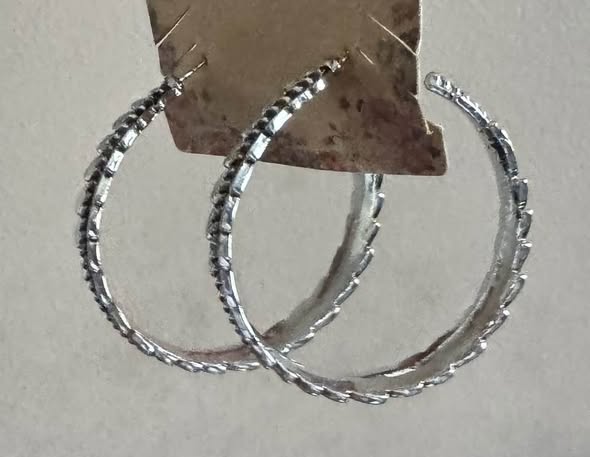 SILVER FEATHER HOOPS