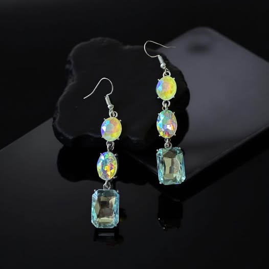 MULTI OIL SPILL DANGLY EARRINGS