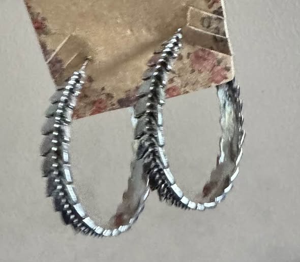 SILVER FEATHER HOOPS