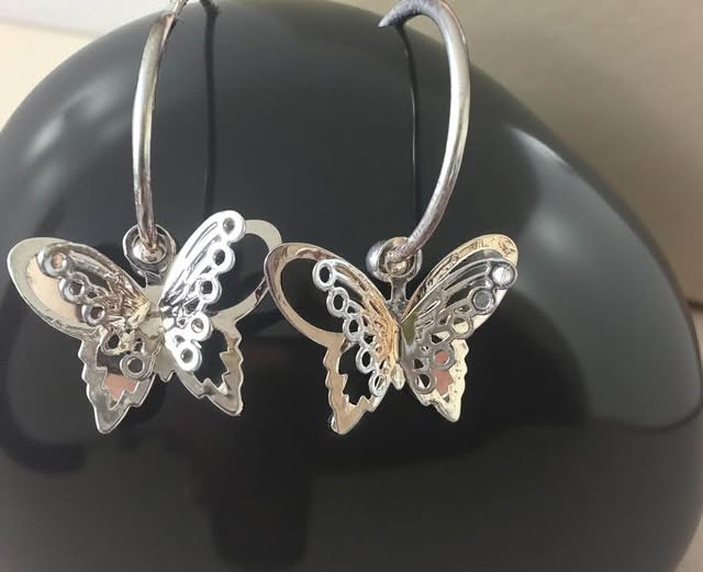 ROSE GOLD 3D MINI BUTTERFLY HOOPS