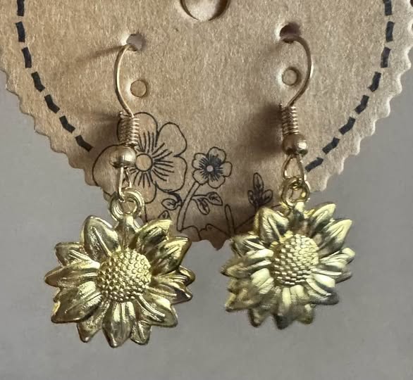MINI GOLD SUNFLOWER EARRINGS