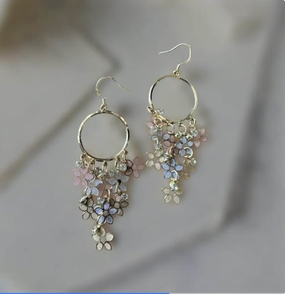 MULTI COLOR CASCADING FLOWER EARRINGS