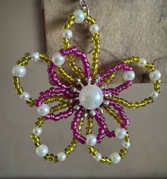 MULTI COLOR WITH PEARL FLOWER EARRINGS