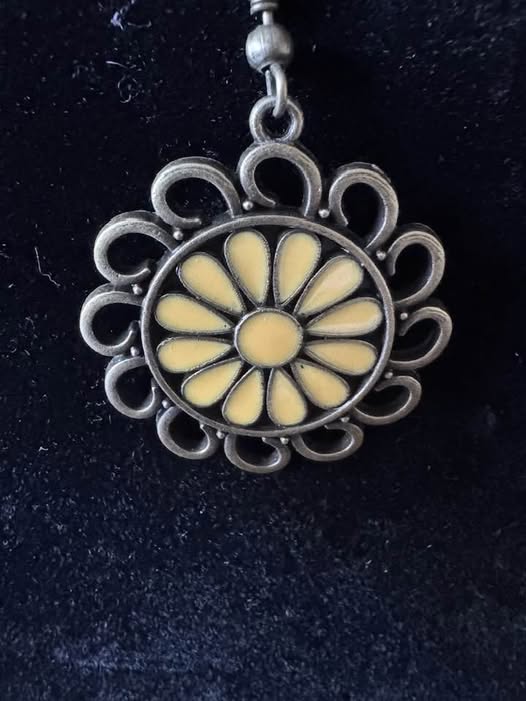 BRASS/YELLOW DAISY EARRINGS