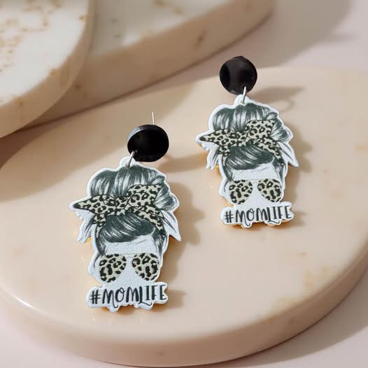 ACRYLIC MOM LIFE EARRINGS