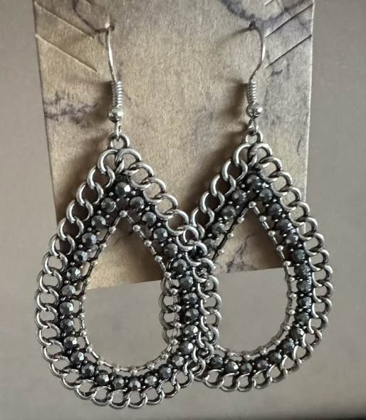 HEMATITE TEAR DROP EARRINGS