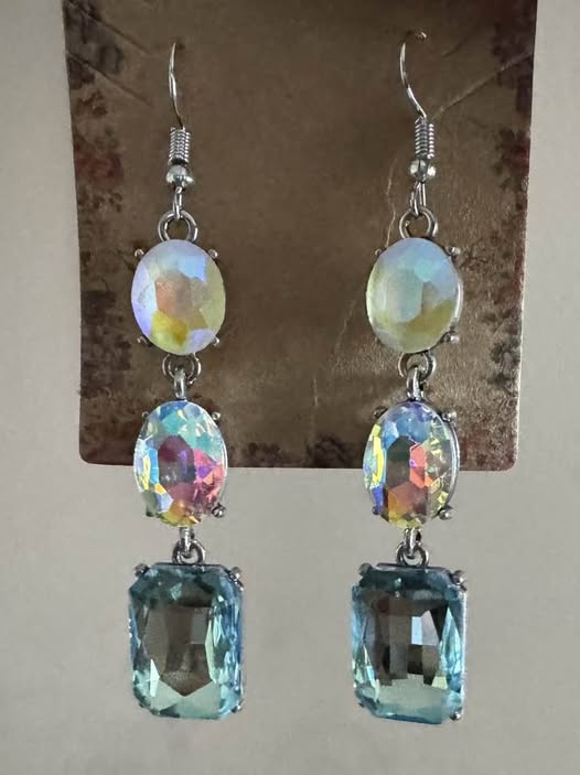 MULTI OIL SPILL DANGLY EARRINGS