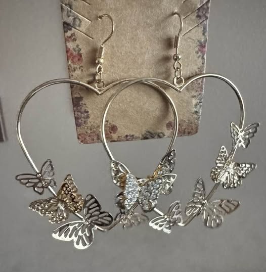 3D IRIDESENT GOLD BUTTERFLY EARRINGS