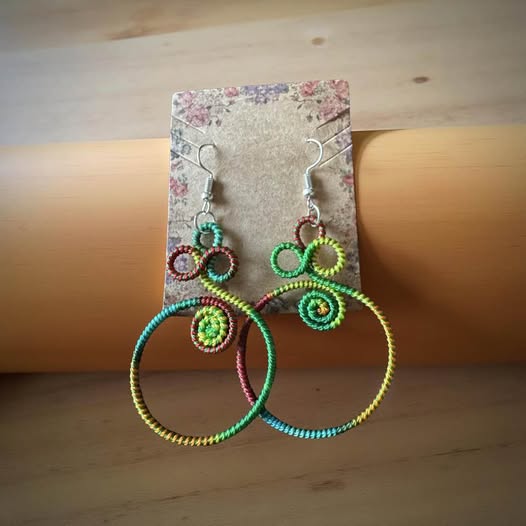 MULTI COLOR STRING WRAPPED EARRINGS