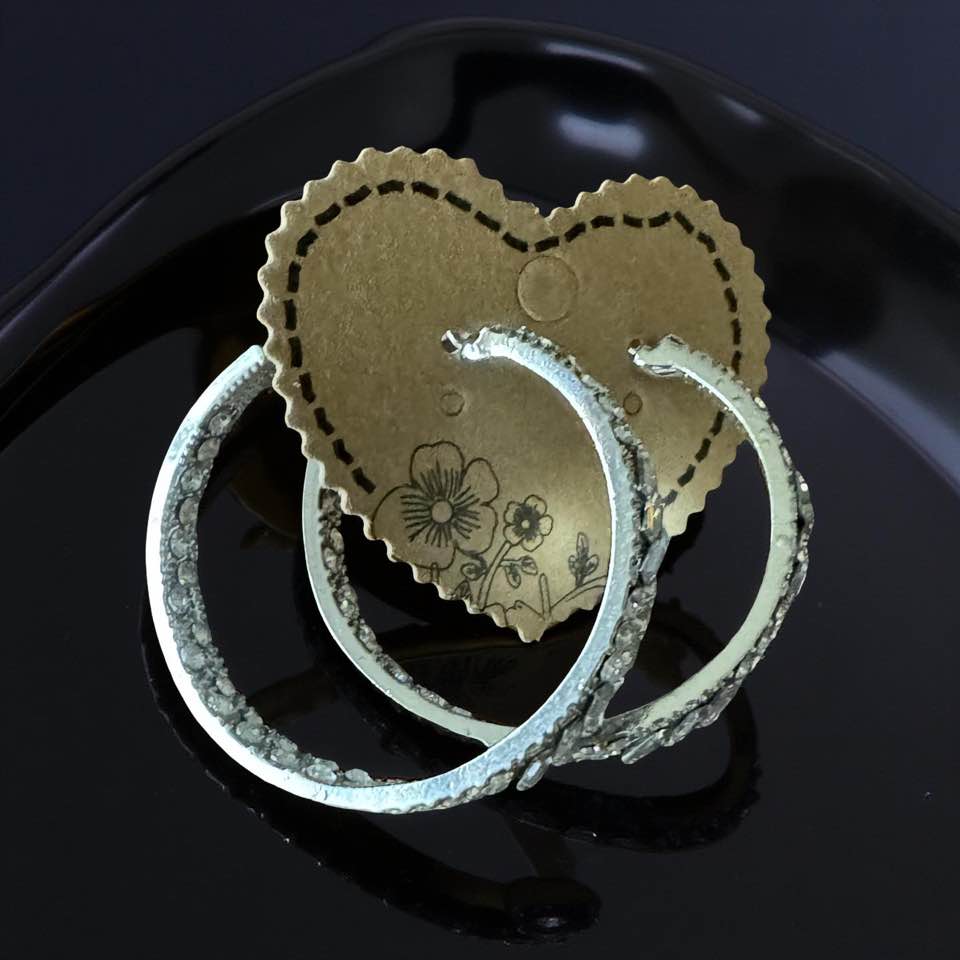 RHINSTONE CLUSTER SILVER HOOPS