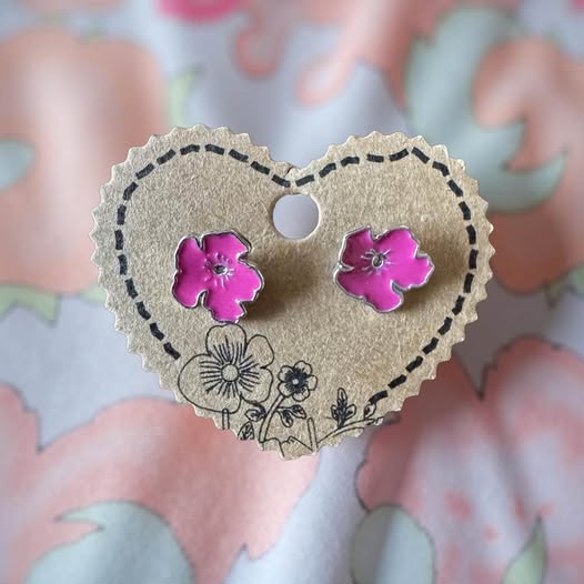 KIDS HOT PINK FLOWER STUDS