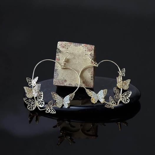 3D IRIDESENT GOLD BUTTERFLY EARRINGS