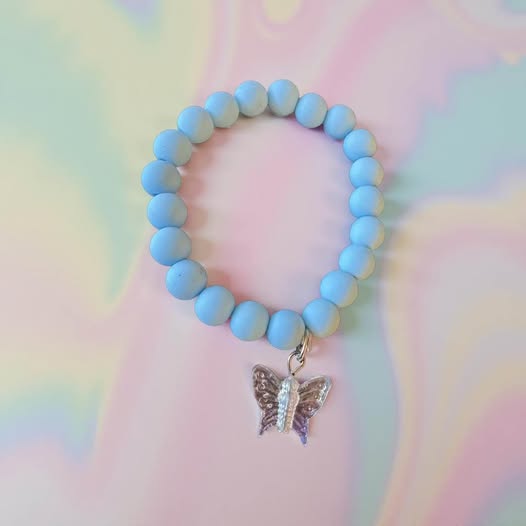KIDS BUTTERFLY BLUE STRETCHY BRACELET