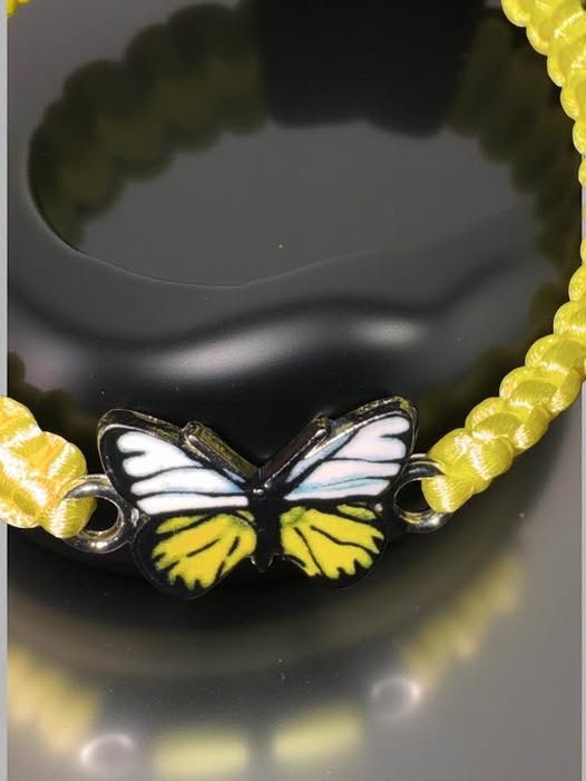 YELLOW BUTTERFLY PULL CORD BRACELET