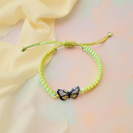 YELLOW BUTTERFLY PULL CORD BRACELET