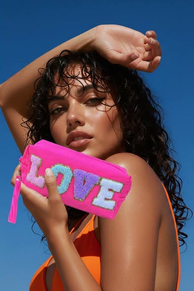 Hot Pink Love Makeup Bag