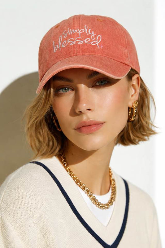 Simply Blessed Orange Baseball Hat - Beauty&Beyond