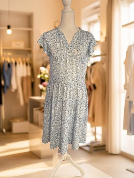 LIGHT BLUE FLORAL DRESS SIZE L - Beauty&Beyond