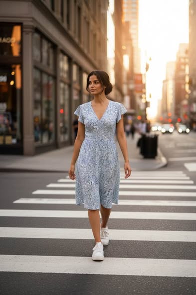 LIGHT BLUE FLORAL DRESS SIZE L - Beauty&Beyond
