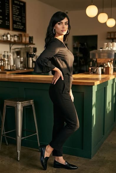 Black V-Neck Bell Sleeve Blouse – Size 2 - Beauty&Beyond