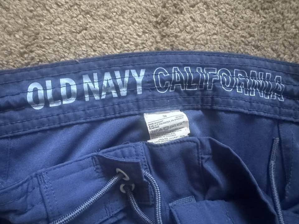 Men's Old Navy Color block Board Shorts – Blue Tie-Dye Swim Trunks Size 32