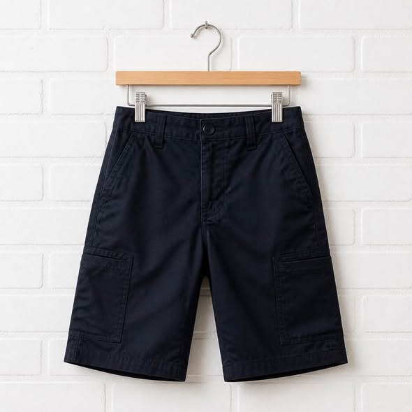 Hawk Boys Size 12 Black Cargo Shorts Elastic Waist Multi-Pocket Casual