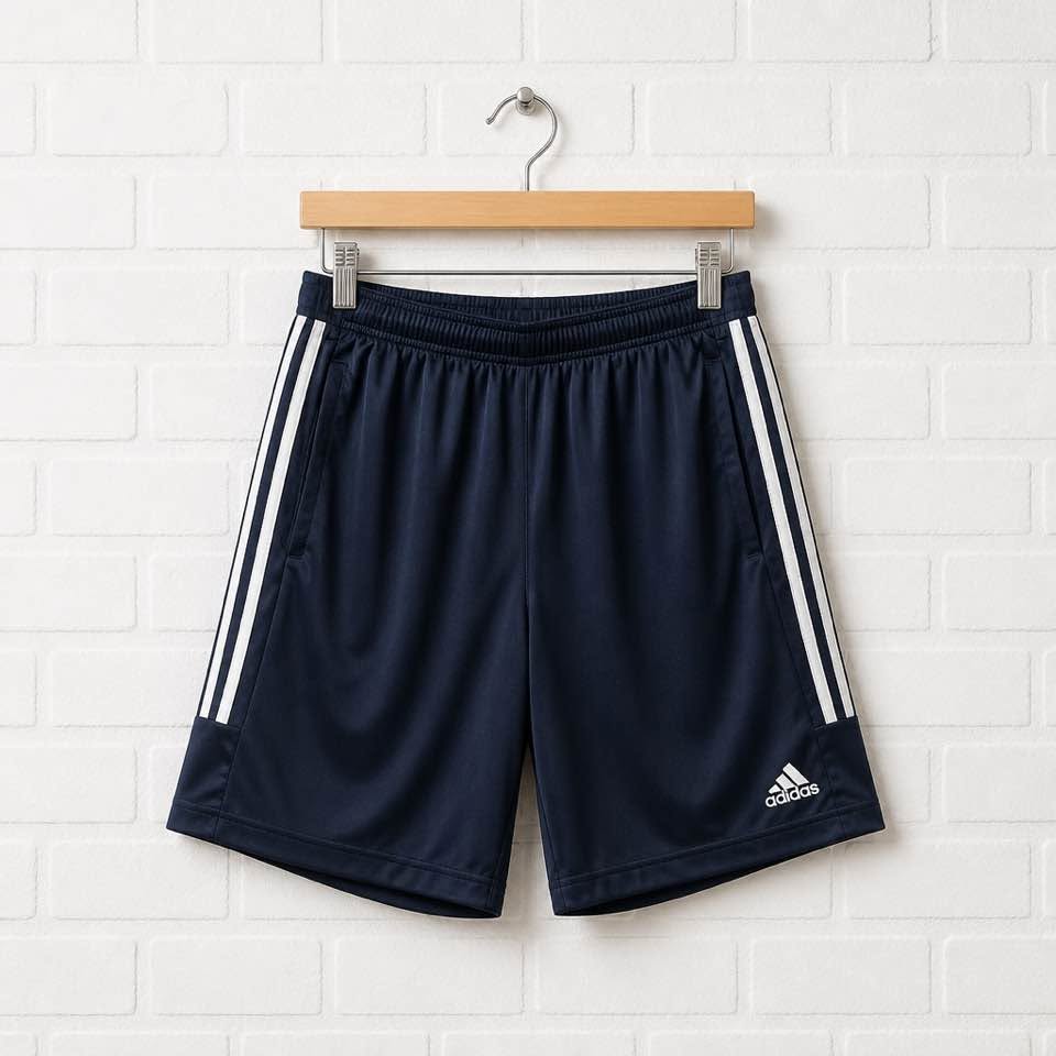 Adidas Men's Navy Athletic Shorts Size M Climalite 3-Stripes Side Pockets