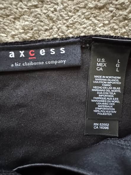 Axcess by Liz Claiborne Women's Black Moonlight Shimmer Velvet Cami Tank Top Size L NWT
