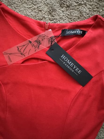 Homeyee Women's Red Floral Sheath Dress Sleeveless Office Career Size S NWT