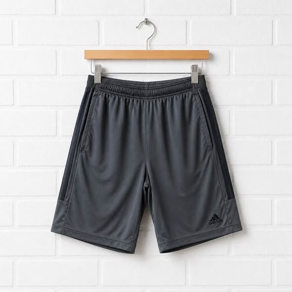 Adidas Men's Gray Athletic Performance Shorts Zip Pockets Size M