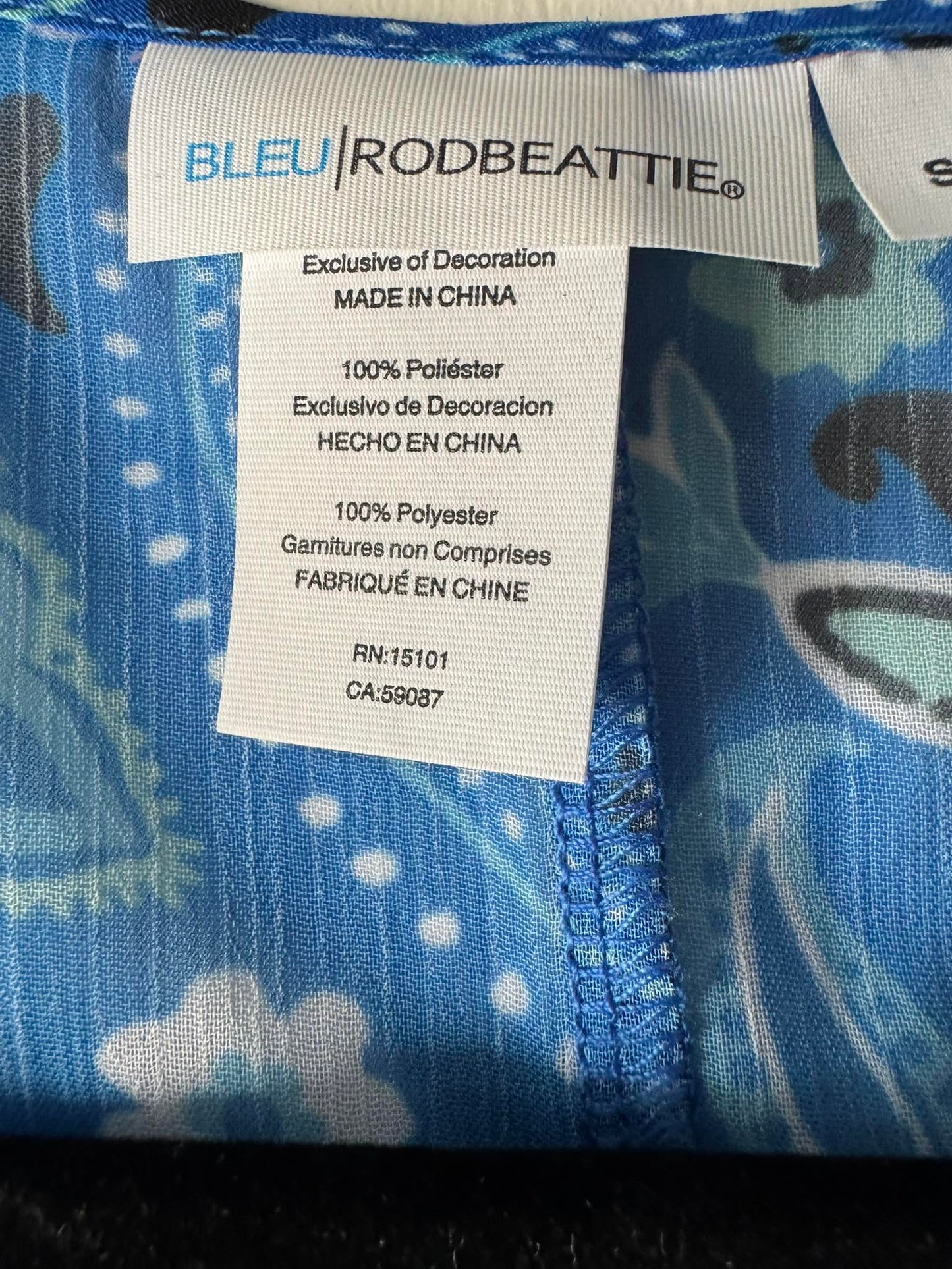 Bleu Rod Beattie Women's Blue Paisley Maxi Dress Size Small Sheer Stretch Boho