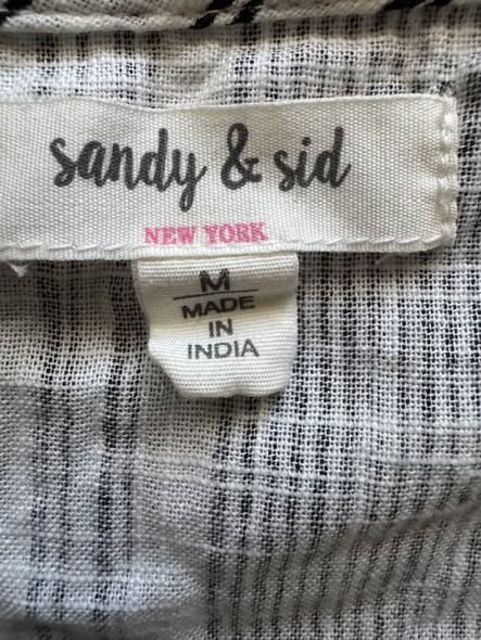 Sandy & Sid New York Women's Striped Wrap Top Size Medium Gray White Sleeveless Side Tie