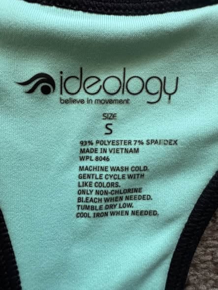 Ideology Women's Athletic Tank Top Size Small Black Blue Racerback Stretch Workout Activewear