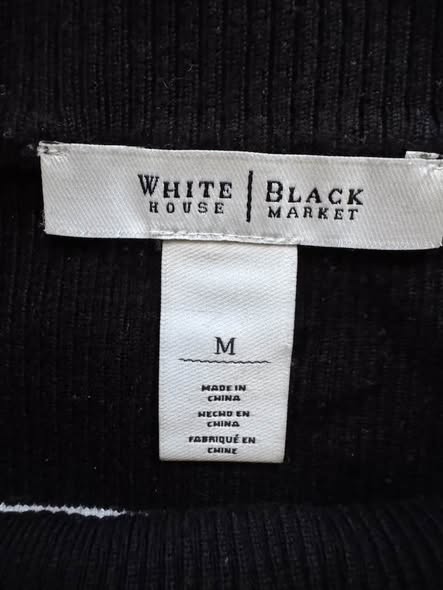 White House Black Market Women's Striped Knit Top Medium Black White Off Shoulder