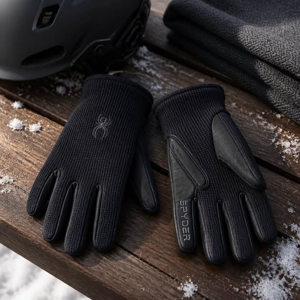 Spyder Women's Black Winter Gloves Size Small Leather Palm Cold Weather Gloves