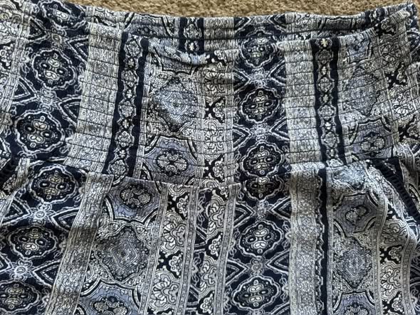 Women's Blue Boho Print Wide Leg Palazzo Pants Size S Elastic Waist
