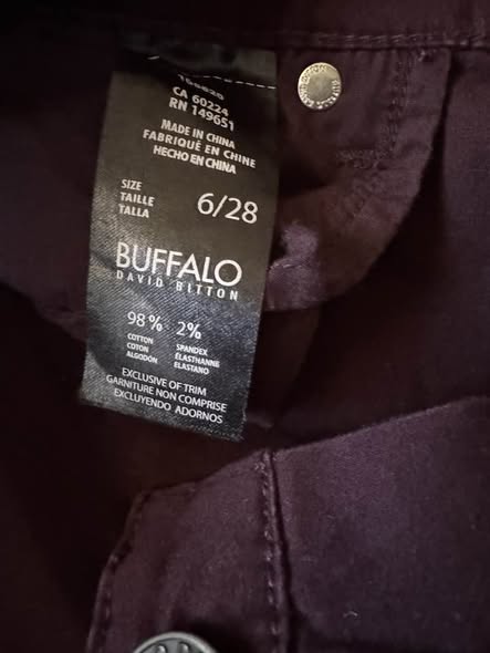 Buffalo David Bitton Women's Burgundy Skinny Jeans Size 6/28 Stretch Mid Rise