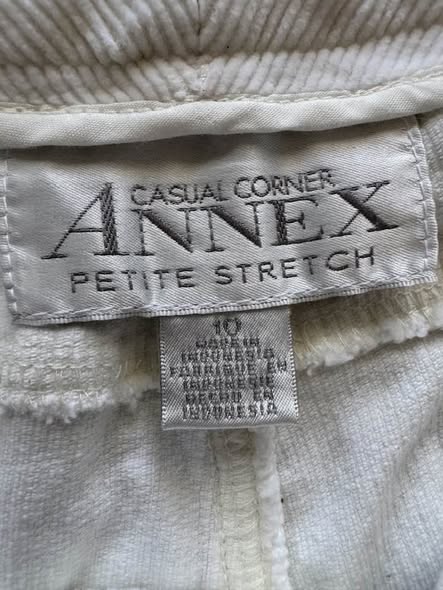 Ann Taylor Loft Casual Corner Petite Stretch White Corduroy Pants Women's 10P