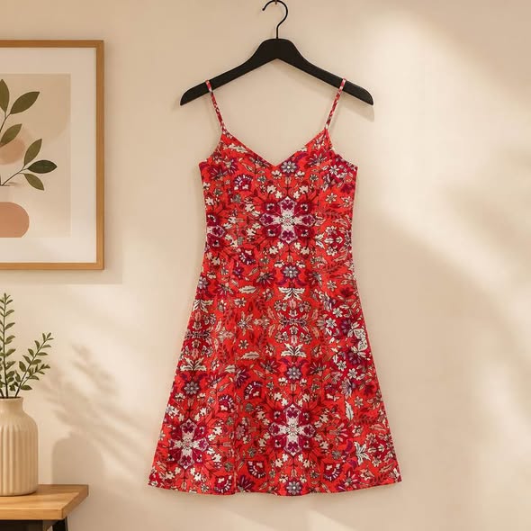 Old Navy Women's Floral Sundress Size SP Red Sleeveless Midi Dress
