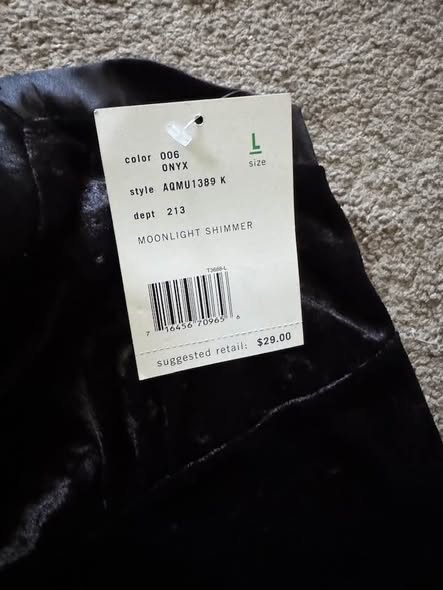 Axcess by Liz Claiborne Women's Black Moonlight Shimmer Velvet Cami Tank Top Size L NWT