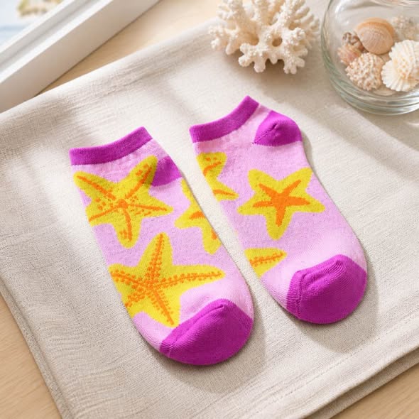6 Pairs Women's Low Cut Ankle Socks Size 9-11 Colorful Cartoon Character Novelty Socks