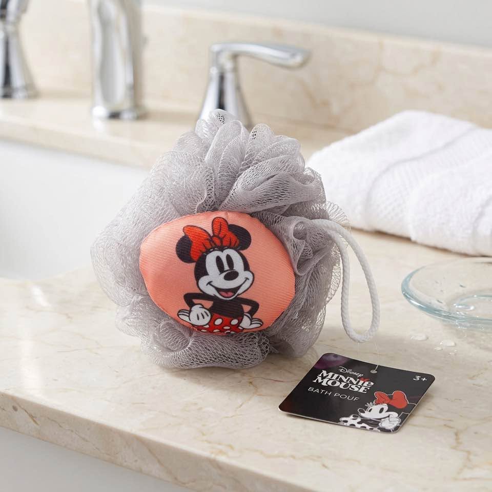 Gray Mesh Bath Loofah with Character Grip Handle | Soft Exfoliating Bath Sponge