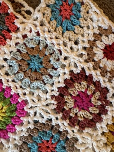 Handmade Crochet Granny Square Tote Bag Boho Shoulder Bag Market Beach New