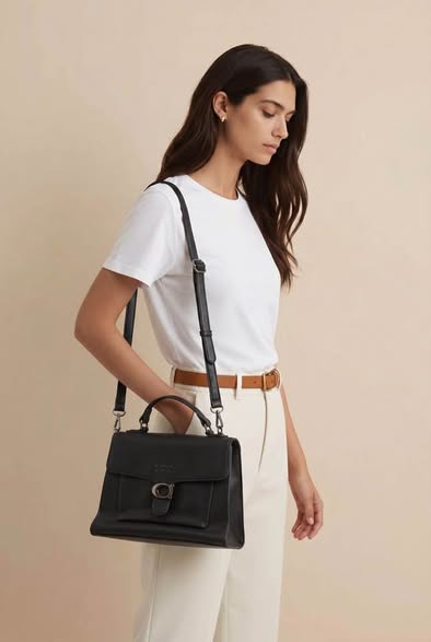 LouLu Black Satchel Handbag Crossbody Shoulder Bag Faux Leather