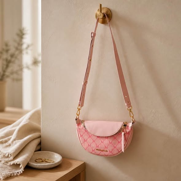 Luqvenisha Pink Monogram Crossbody Shoulder Bag