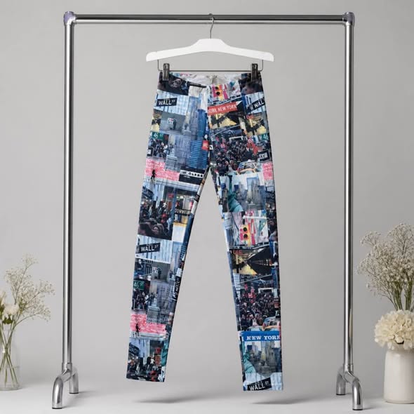 Mary Jane Women’s New York City Print Leggings Size Small – Wall Street Graphic Stretch Pants