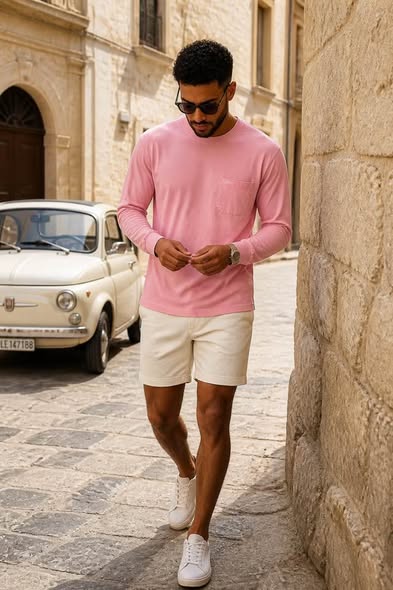 Ever Forward Men’s Pink Long Sleeve Pocket T-Shirt Size Medium